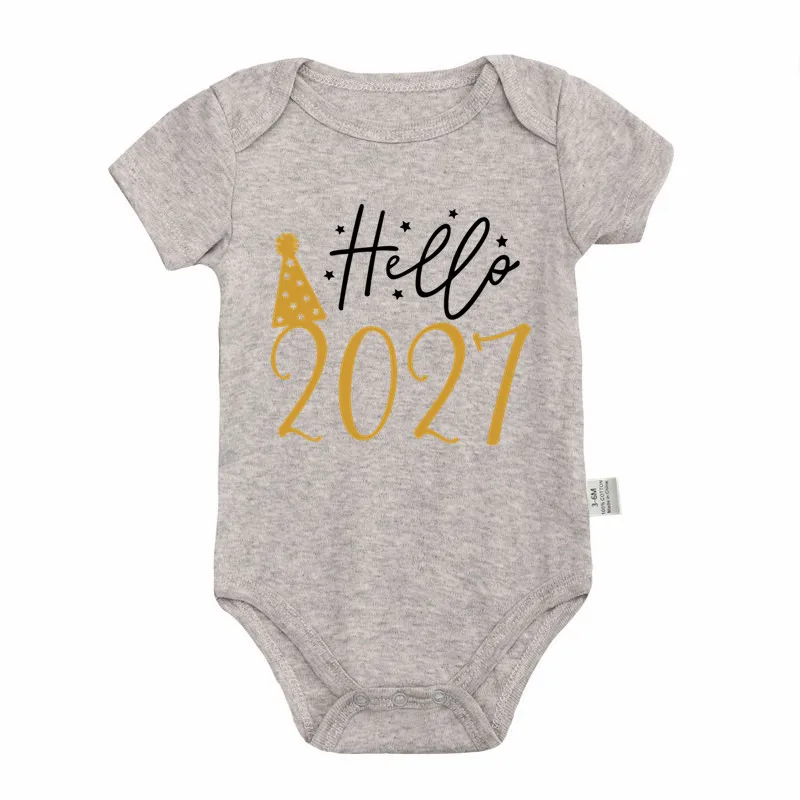 Hello 2027 Newborn Baby Bodysuit Cotton Short Sleeve Infant Rompers Body Baby Boys Girls New Year Ropa Clothes Christmas Gift image 3