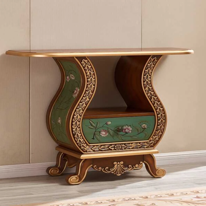 

Vintage Painted Corridor Table Side Cabinet Decorative Cabinet Solid Wood Locker