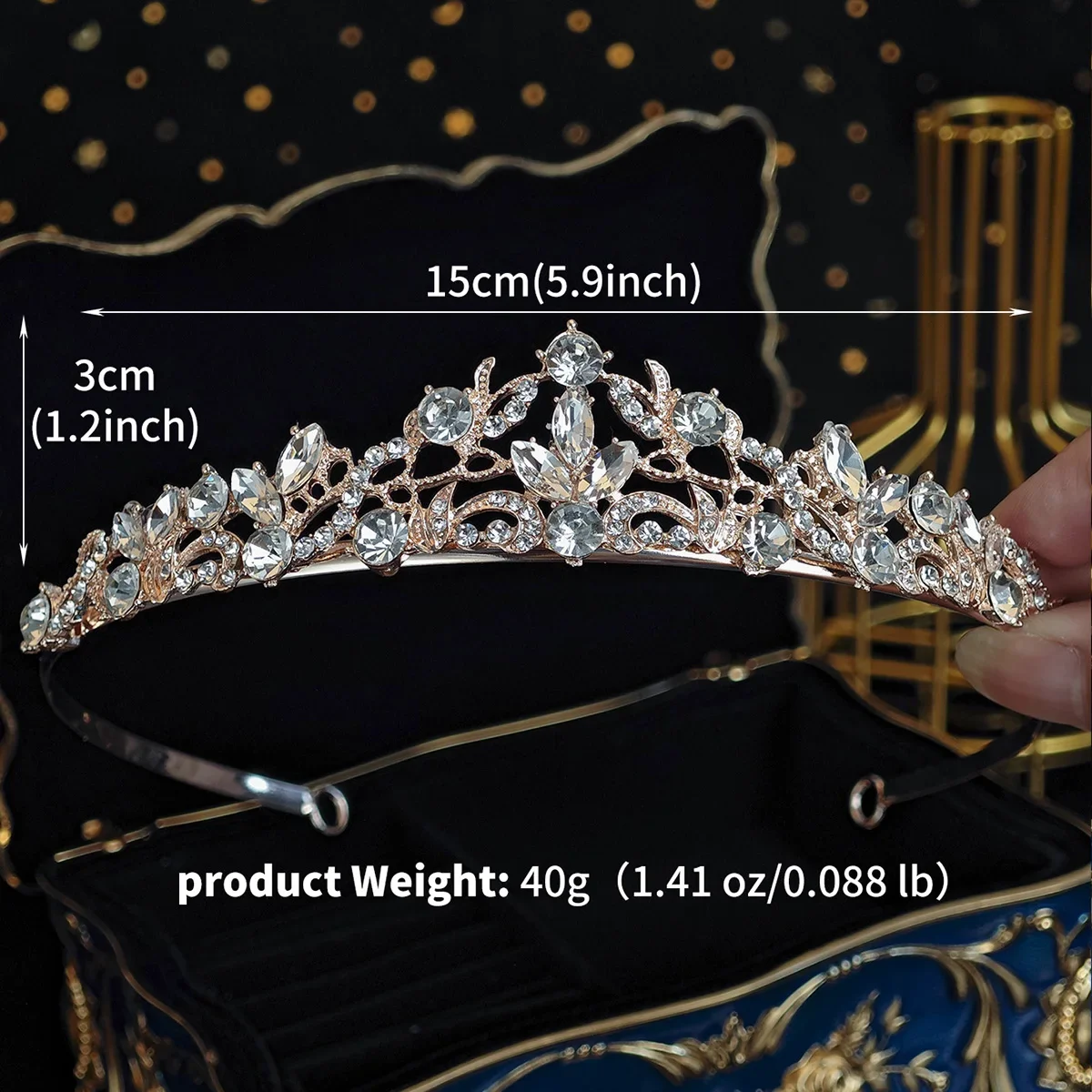 أزياء تألق حجر الراين تاج اليومي تيارا الزفاف غطاء الرأس مجوهرات الزفاف إكسسوارات الشعر للنساء #6