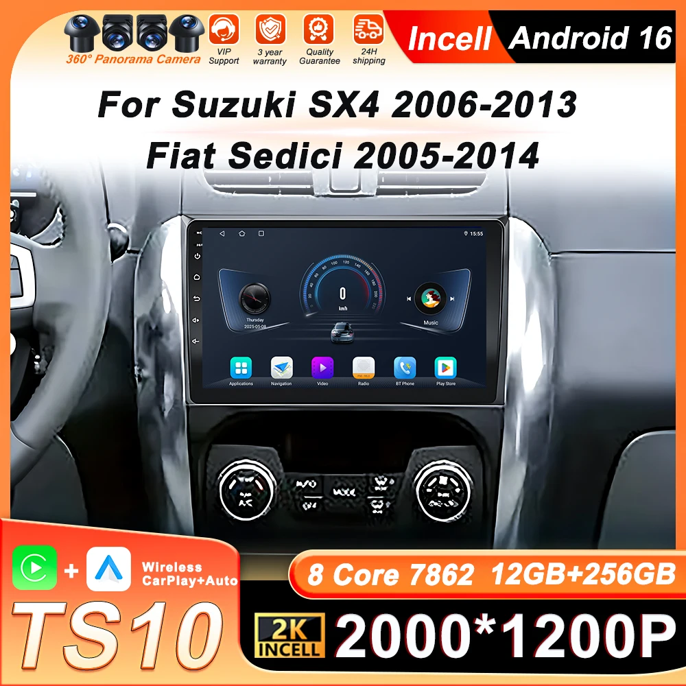 

Carplay Stereo Car Radio Player For Suzuki SX4 2006-2013 Fiat Sedici 2005-2014 GPS Navigation Wifi DSP 8 Core Head Unit BT