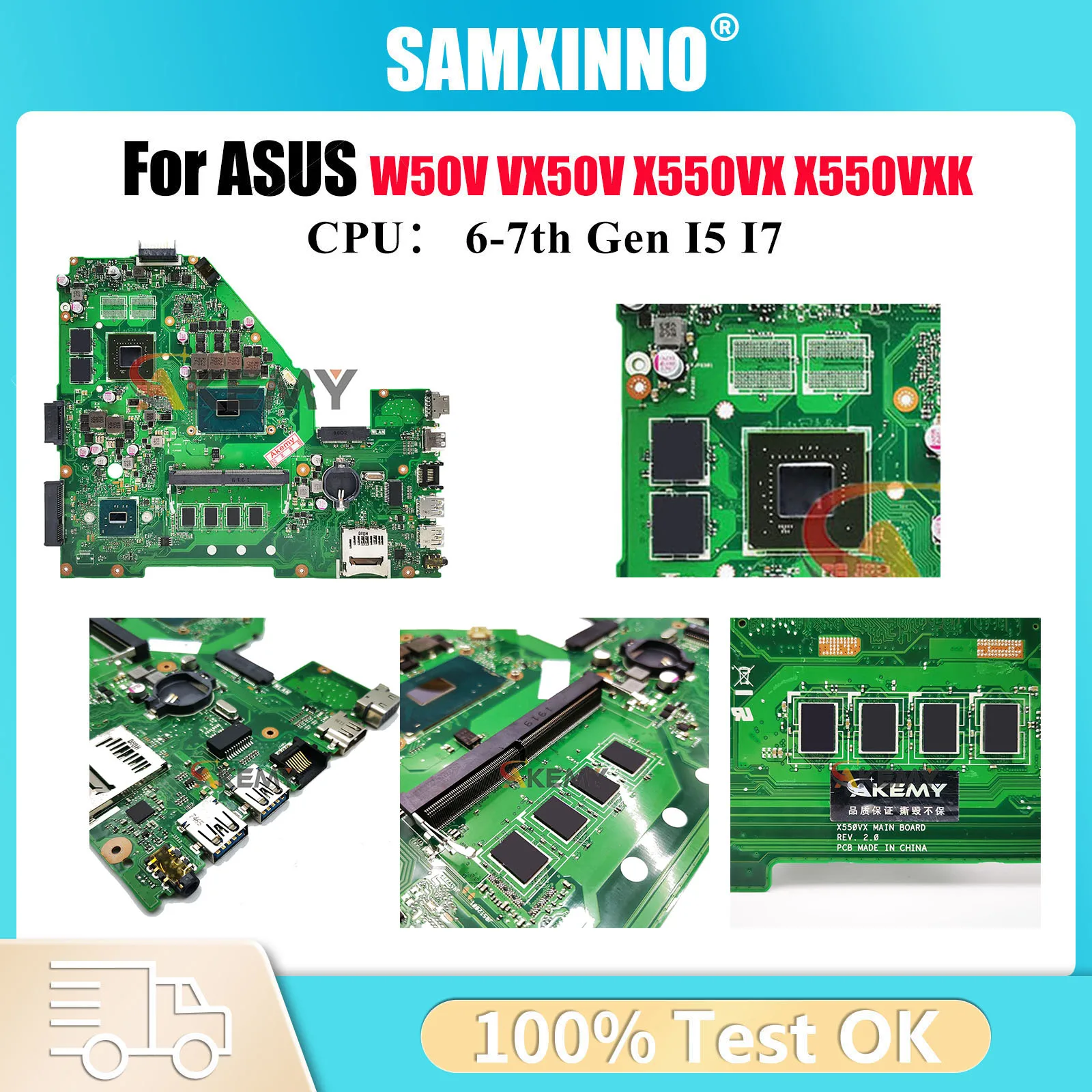 

X550VX Laptop Motherboard For ASUS VivoBook X550VXK K550VX FH6500V W50V VX50V X550V FH5900 Notebook MainboardWith I5 I7 CPU stk