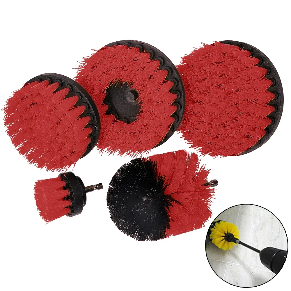 

5PCS Electric Drill Brush Kit Plastic Round Cleaning Brusher For Carpet Glass Car Tires Nylon Brushes Scrubber Set Accessories