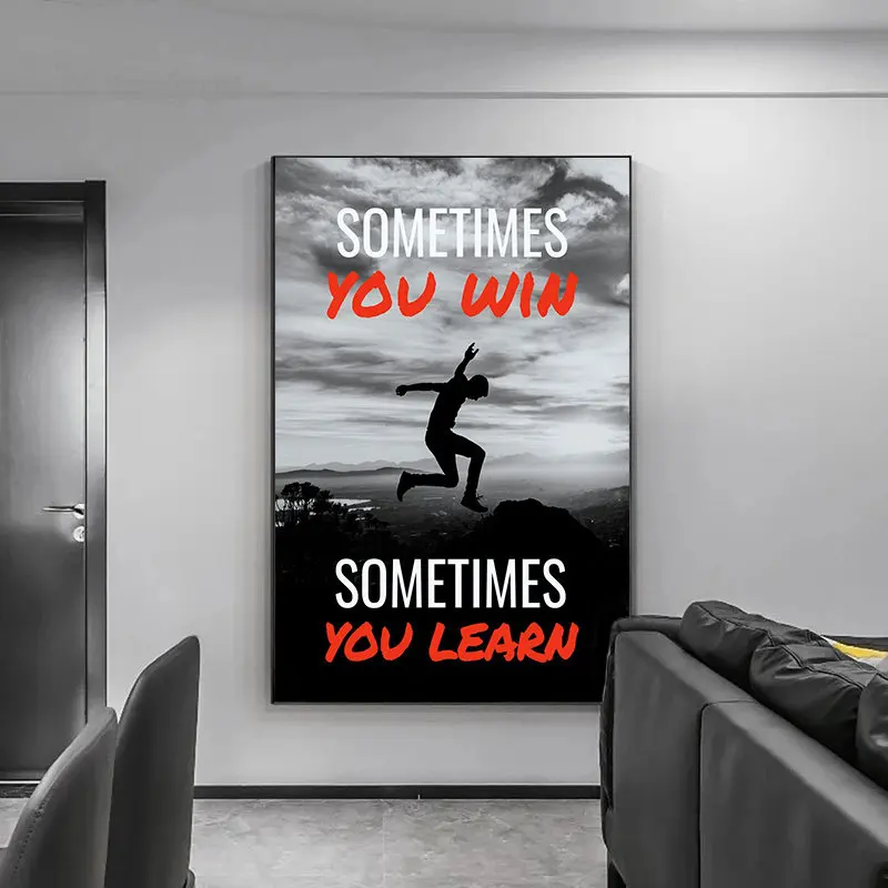 Motivational Qoutes Poster Sometimes You Win ,Sometimes You Learn Canvas Painting Character Inspiration Wall Art Home Wall Decor