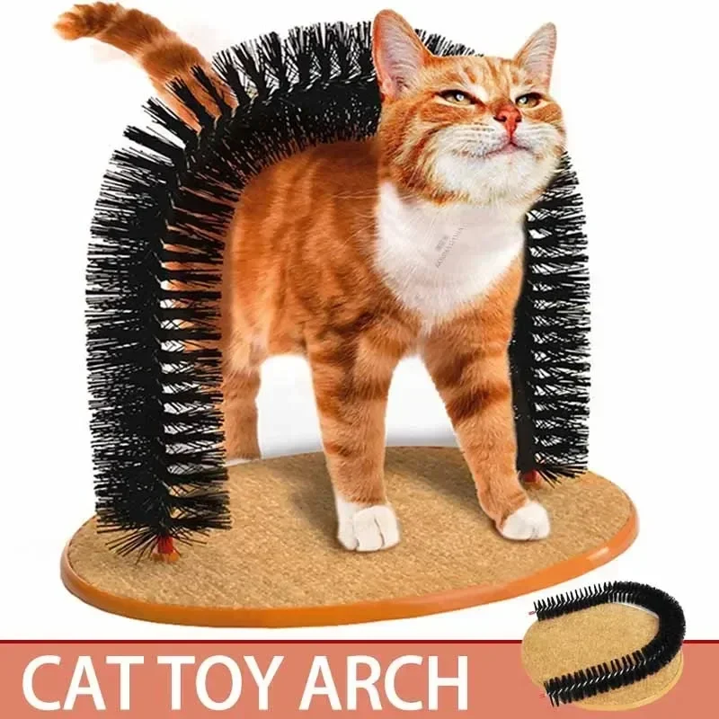 For Cats Interactive Toys Cat Toy Arch Self Groome Pamper Feline with A Massage Grooming Rubbing Brush with Scratching Pad Toy