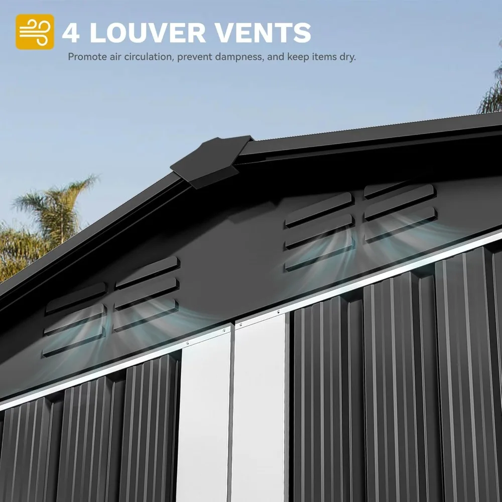 

6x4ft Tool Storage Shed, Lockable Doors, and Sloped Roof, Steel Outdoor Storage Shed, Customized