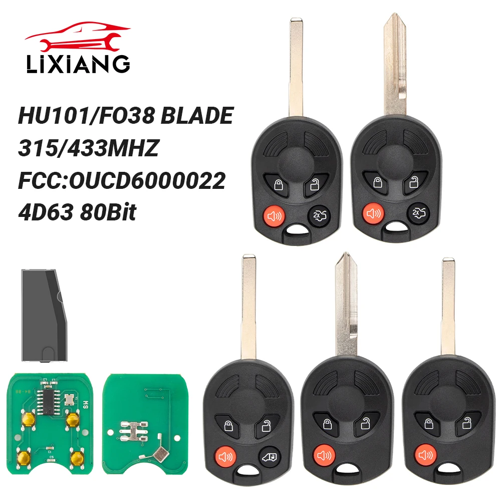 

LIXIANG дистанционный автомобильный брелок OUCD6000022 315/434 МГц ID63 80 бит чип HU101/FO38 лезвие для Ford C-Max Edge Escape Focus Lincoln