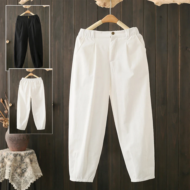 High Waist Summer plus Size Work Pants 200 Pounds Slimming 9 Point Casual Straight Harlan Carrot Pants for plus Size Women