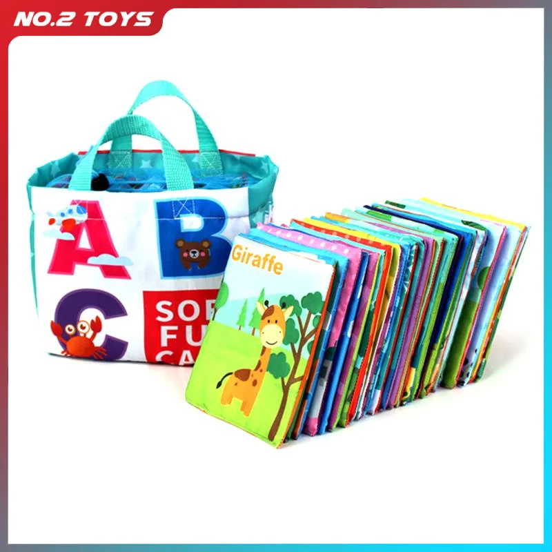 Libri di stoffa per bambini carte dell'alfabeto morbide carte Flash di apprendimento ABC con borsa portaoggetti lettera morbida giocattolo educativo precoce per bambini bambini
