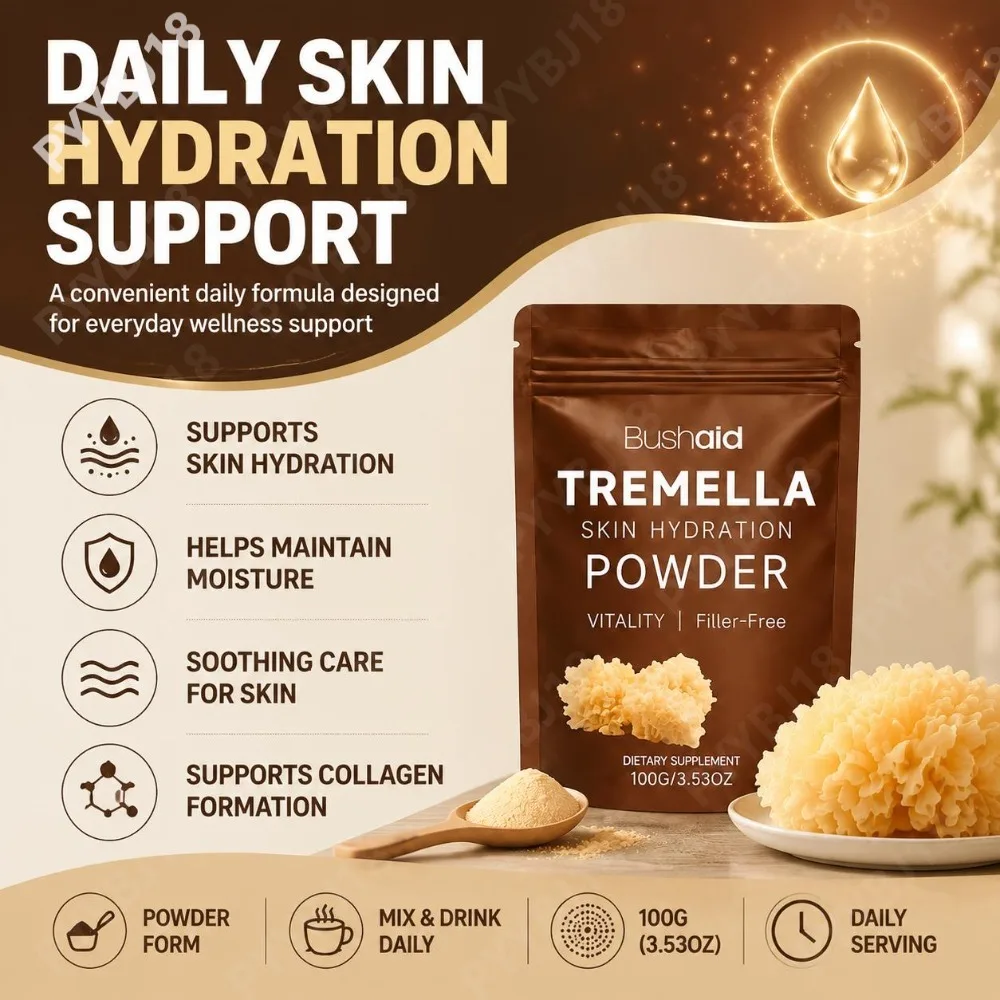 100% Pure Tremella Mushroom Powder Supports Skin Hydration Moisture Retention with Beta-Glucans Collagen Formation Support 100g