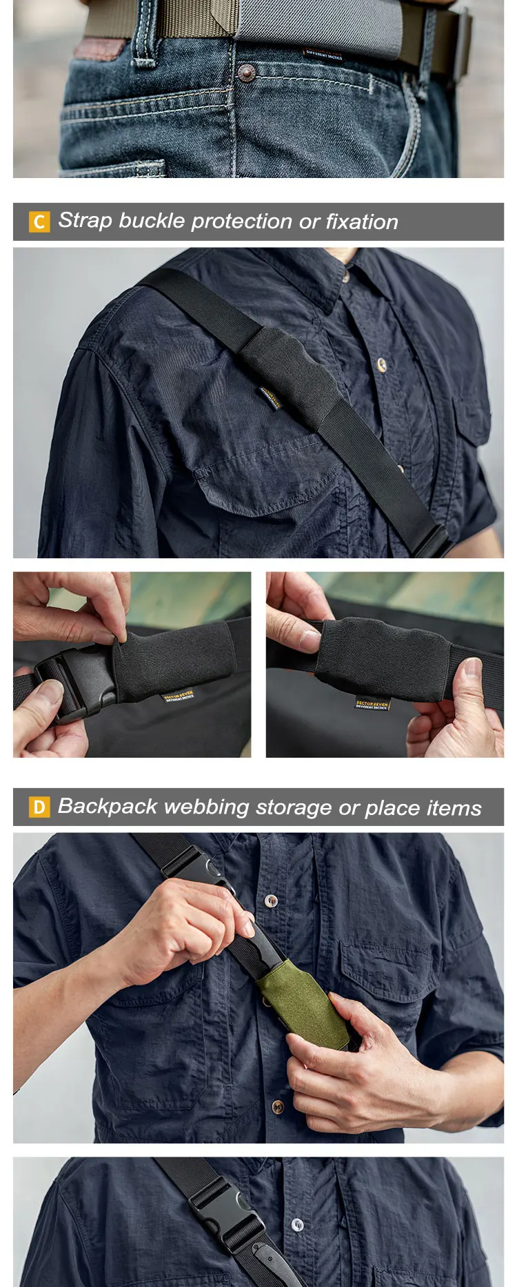 Gürtelhülle Elastische Schlaufe EDC Gürtelorganizer Verdeckter Werkzeughalter Taschenlampenhalter Taktisches Jagdzubehör – Detail 5