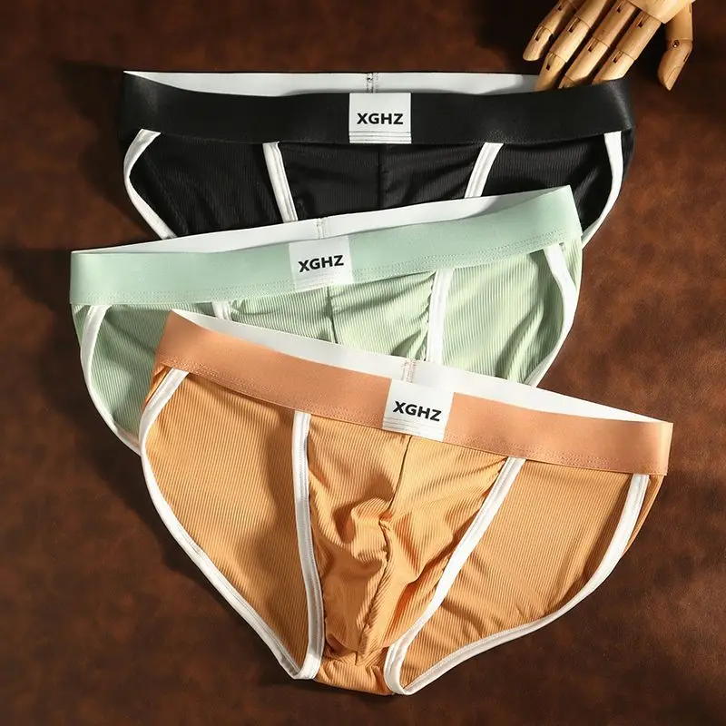 

1pcs 2pcs 3pcs New ice silk men's underwear comfortable and breathable thin personalized elastic pants youth trend sexy briefs