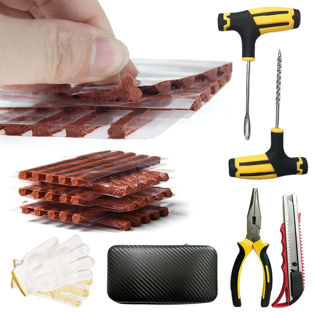 Car Tire Repair Tool Kit Studding Tool Set Auto Bike Tubeless Tyre Puncture Repair Kit Auto Tubeless Tire Puncture Plug