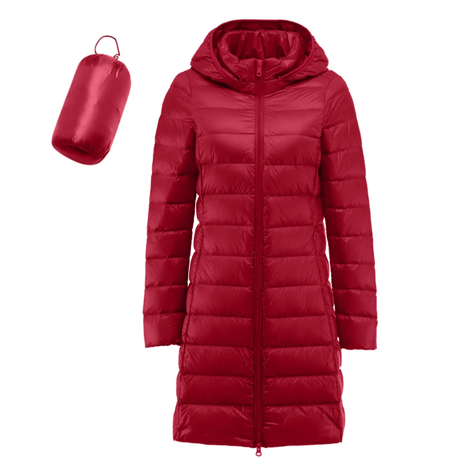 Parka à capuche mince pour femme, vestes en duvet à la mode, manteau long, doudoune légère et fine, mode coréenne, hiver 2023