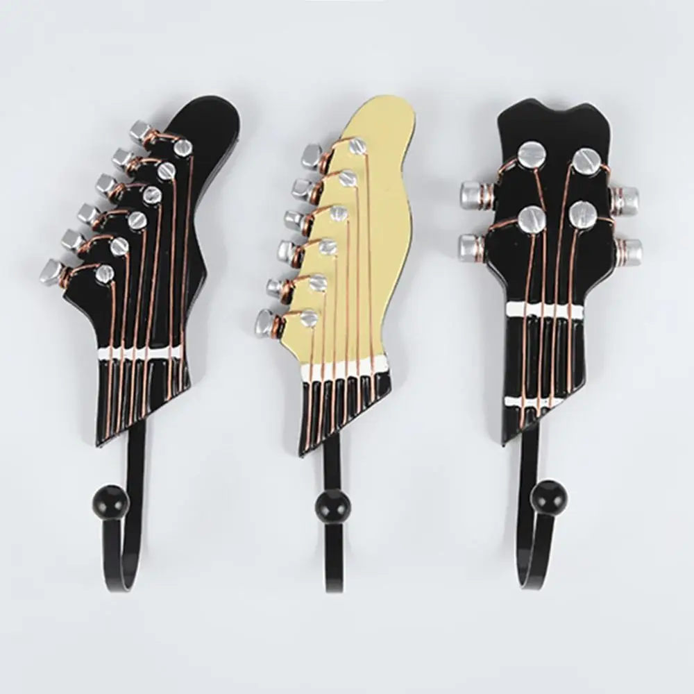 

3pcs/set Metal Guitar Shaped Wall Hook Durable Heavy Duty Decorative Hooks Wall Mounted Save Space Clothes Hanger Hook