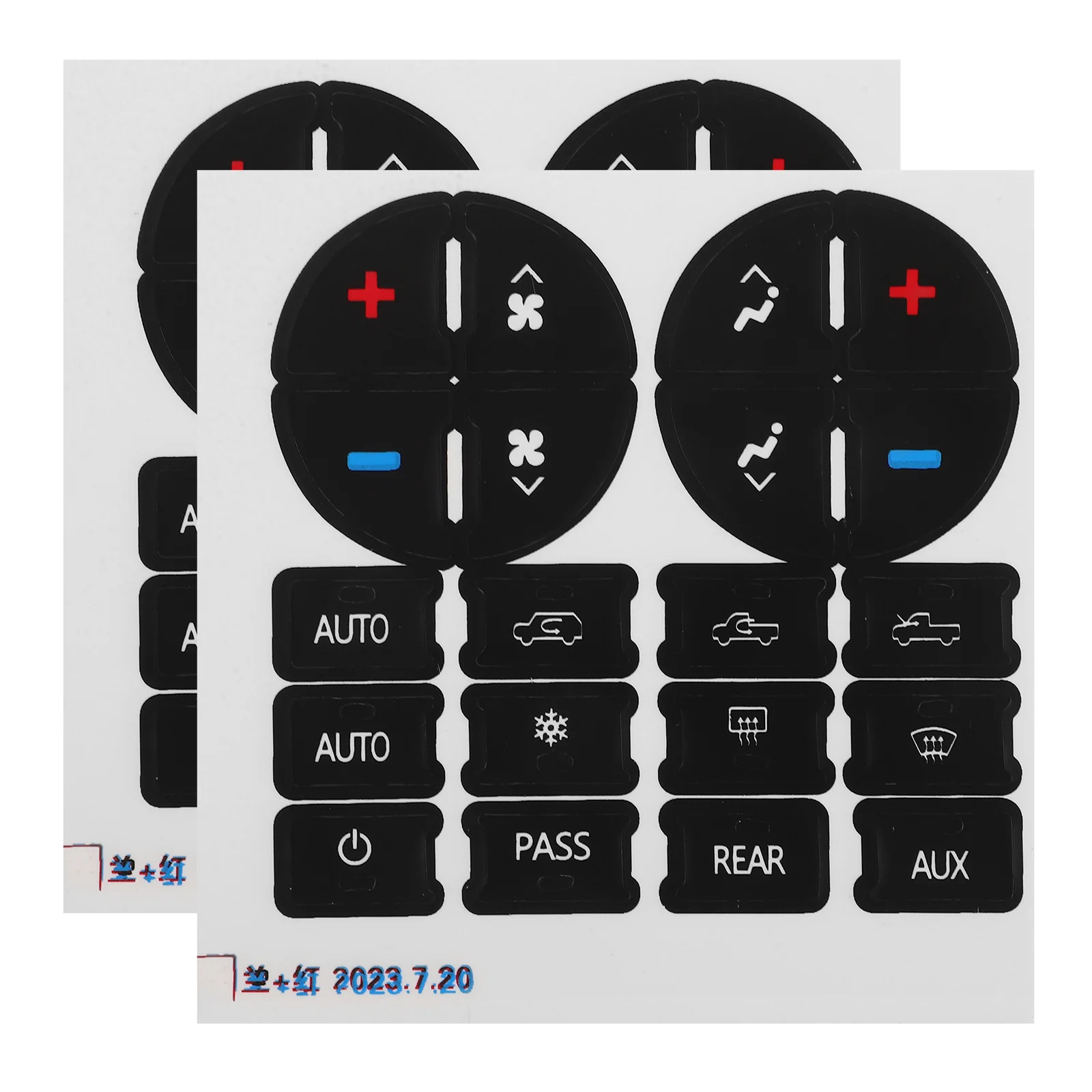 

2Pcs PVC Car Dash Button Repair Kit Dash Button Stickers Replacement Decal Panel Stickers for Car Interior Buttons Decal