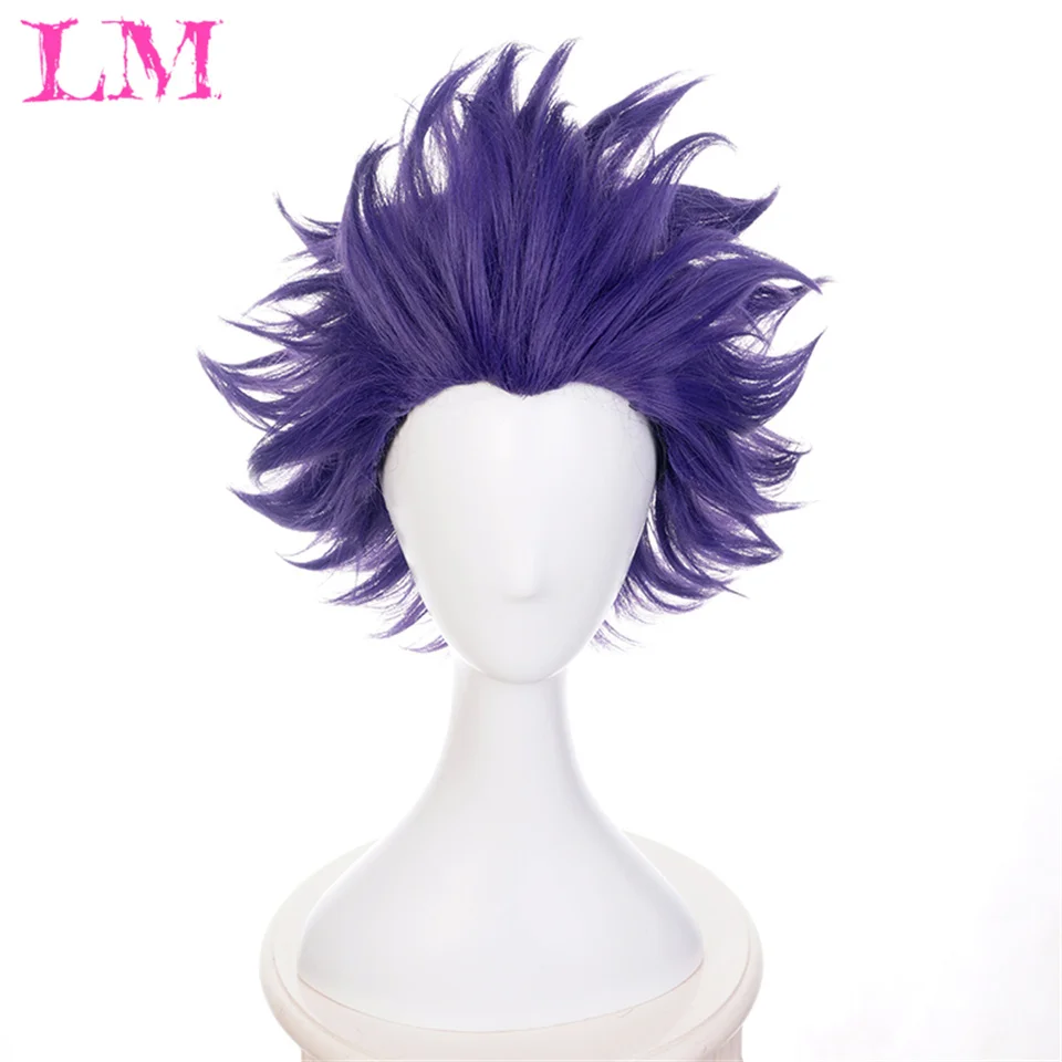 LM Synthetic Universal Short Cosplay Wig Silver Red Pink Blonde Grass Green Black Straight Men's Wig for Halloween Cosplay