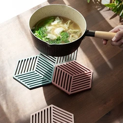 1/3/6PCS Rubber Tableware Insulation Mat Coaster Cup Hexagon Mats Pad Heat-insulated Bowl Placemat Home Decor  Eco-friendly