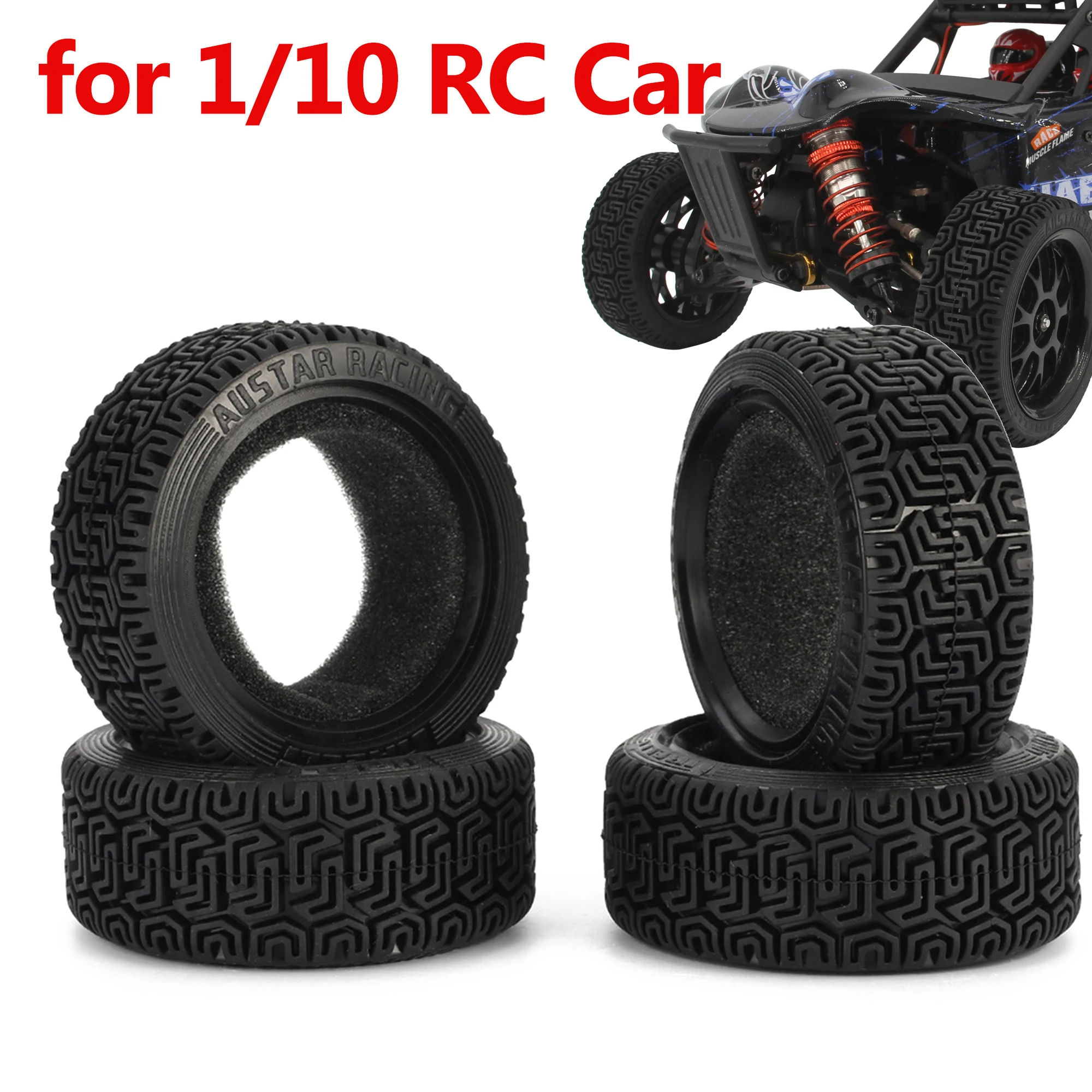 4pcs 1/10  48mm Medium Grain Drift RC On-road Car Tyre Rubber Tension Tyre Tire for Wheels Traxxas Tamiya HPI Kyosho Racing HSP