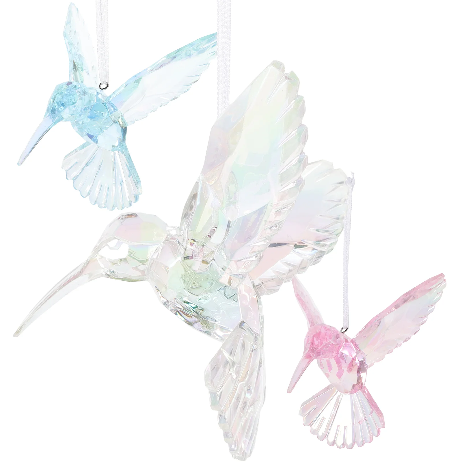 

3 Pcs Crystal Hummingbird Pendant Acrylic Bird Decor Hanging nament Wind Chimes Outdoor Window Craft Ceiling