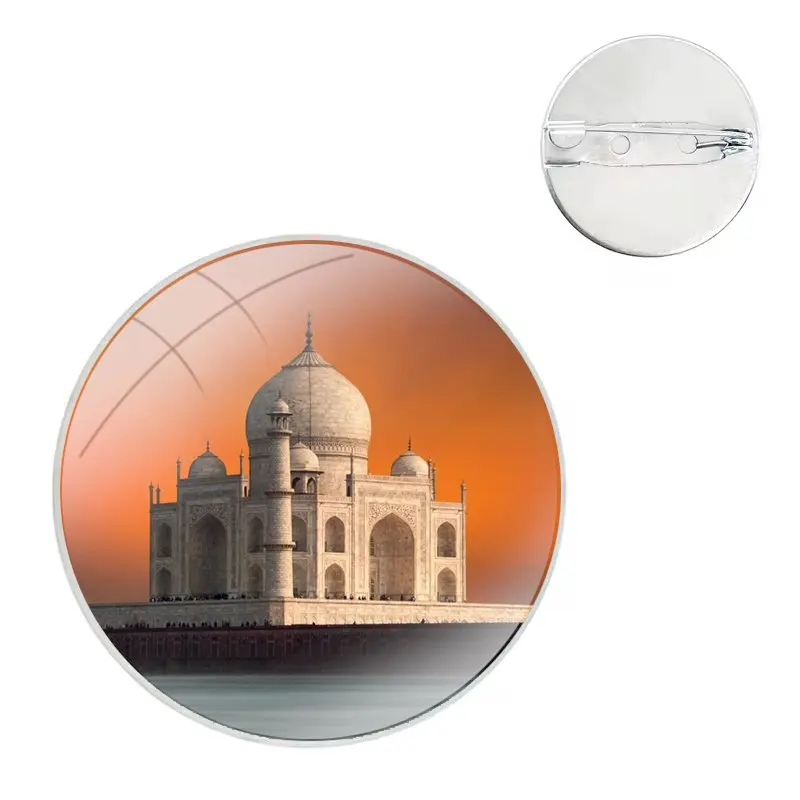 Badge Brooch Pin Accessories For Clothes Backpack Decoration gift Elegant Taj Mahal India scenery