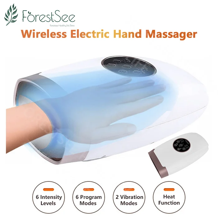 

Wireless Electric Hand Massager with Heating Air Compression Modes for Hands Arthritis Pain Relief Finger Numbness