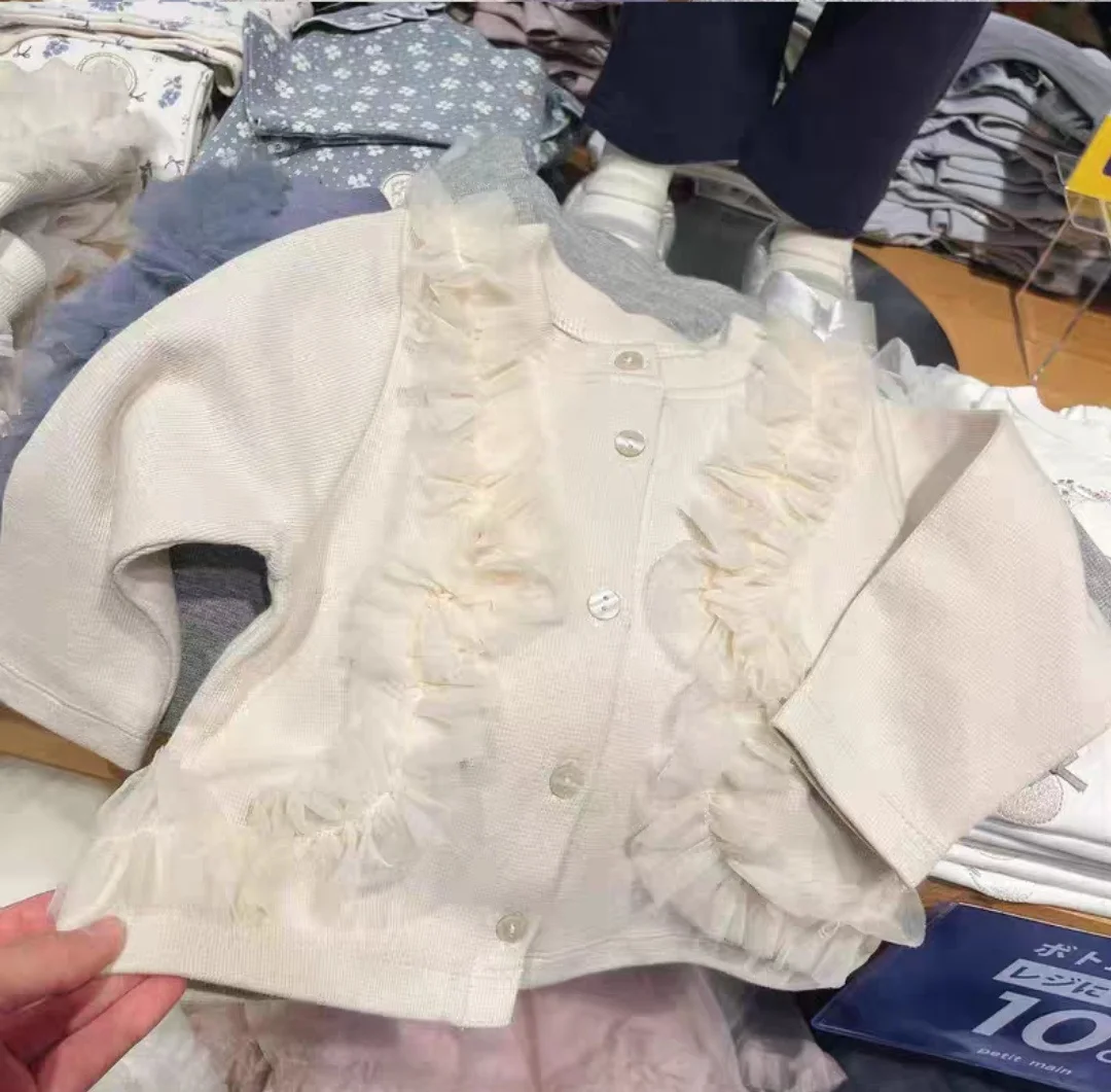 2025 Autumn and Spring New Item for Girls Long Sleeved Lace Sweet and Cute Jacket Kids Comfortable Outwear Clothes