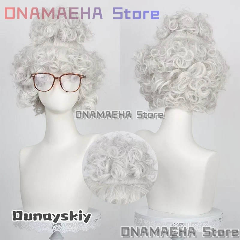 ONAMAEHA @ أنيمي الأغنام نائب مايور تأثيري حلي أبيض/فضي طويل مجعد الشعر شعر مستعار اصطناعي الحيوان 2 شخصية لعب الأدوار شعر مستعار