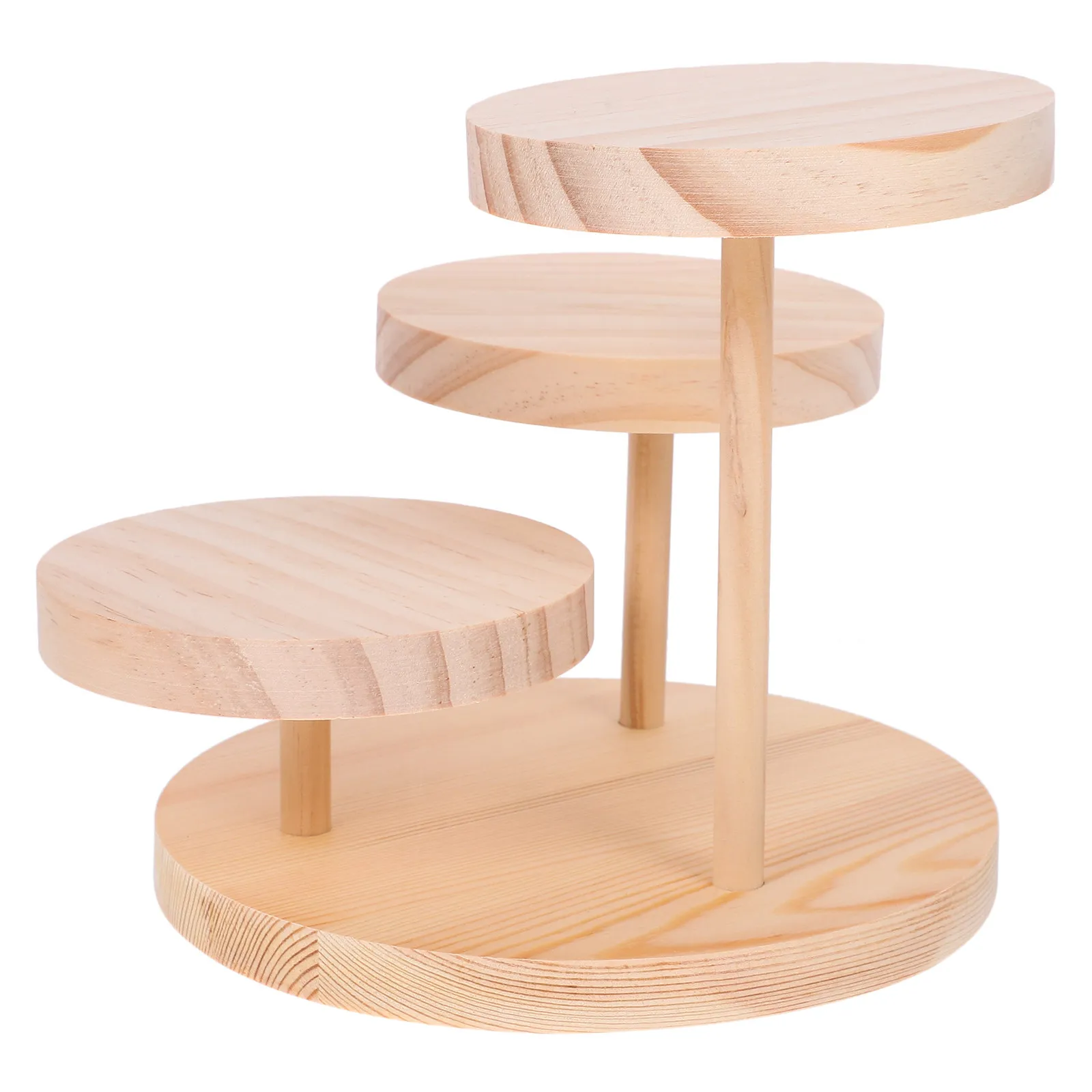 

3-Tier Wooden Display Stand Jewelry Organizer Natural Wood Finish Tiered Shelf for Earrings Bracelets Necklaces Retail Display