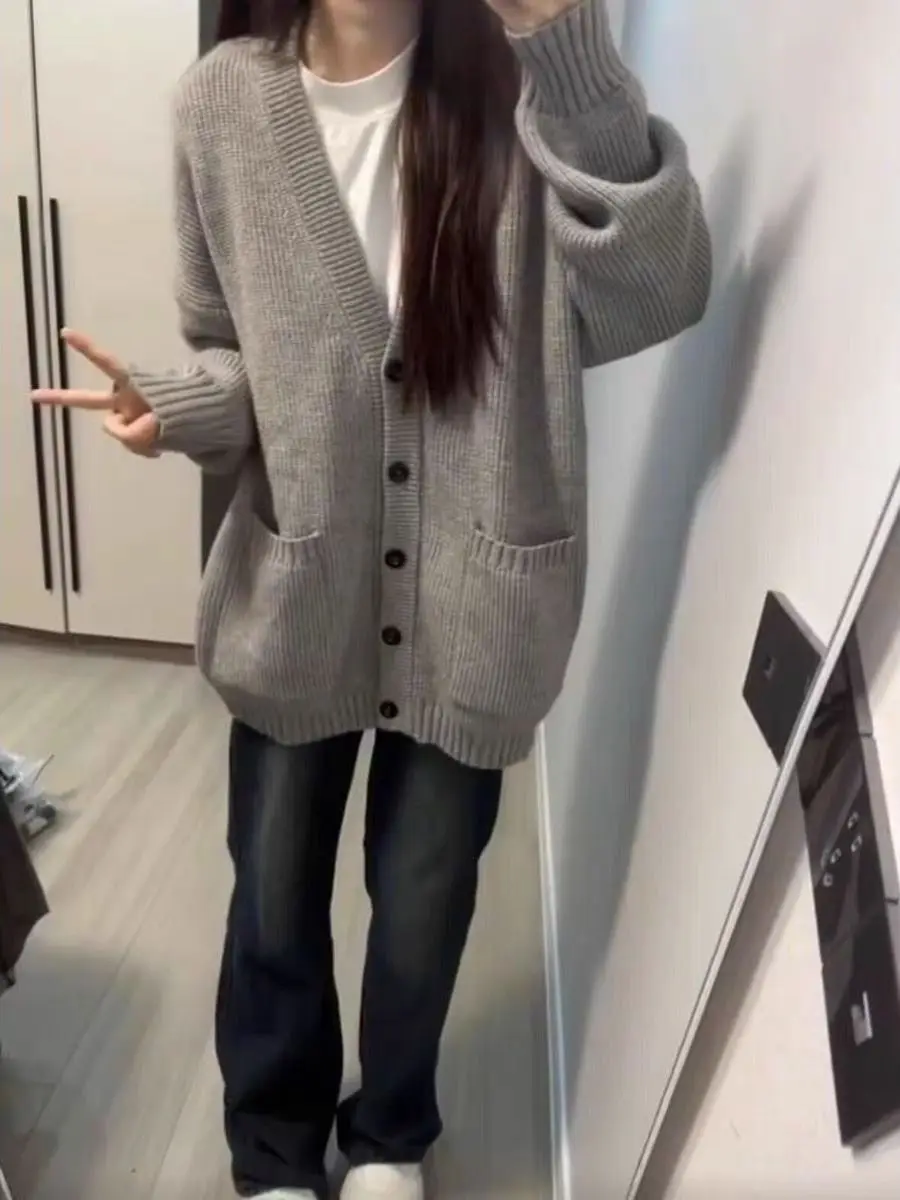 

Женский вязаный длинный свитер-свеч, пальто с открытым кардиганом, ленивый Sle, весна-осень-зима, модный маленький размер, приятный