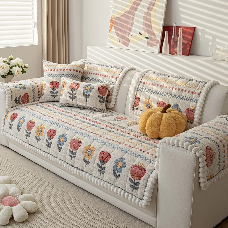 Luxurious Bohemian Velvet Sofa Cover Soft & Cozy Plush Protector for 1-4 Seater Sofas, Machine Washable Protection Cover