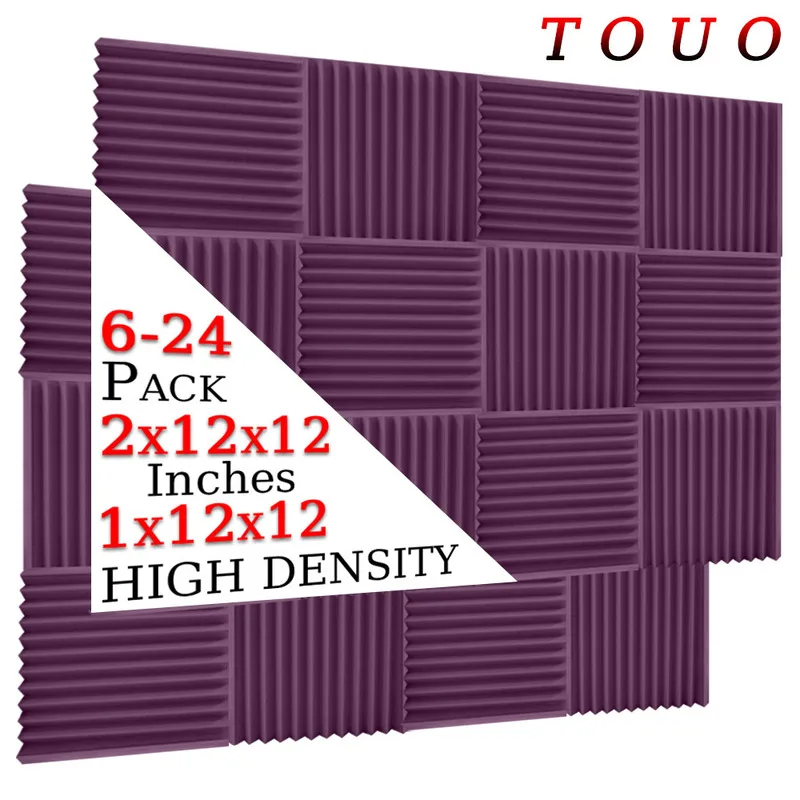 TOUO Acoustic Foam 6/12/24 Pcs Sound Absorbing Material Studio Acoustic Treatment Sound Insulation Self-Adhesive Soundproof Foam