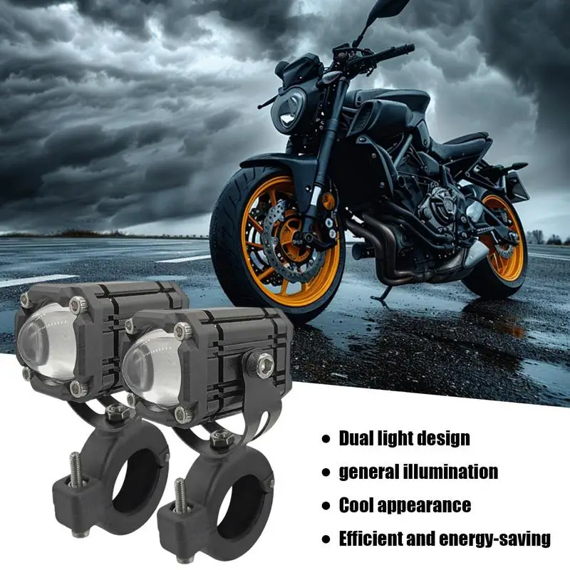 Motorcycle Spotlights Auxiliary Headlights For Motorcycle Driving Waterproof Cycling Yellow White Spotlight For Scooter Trucks