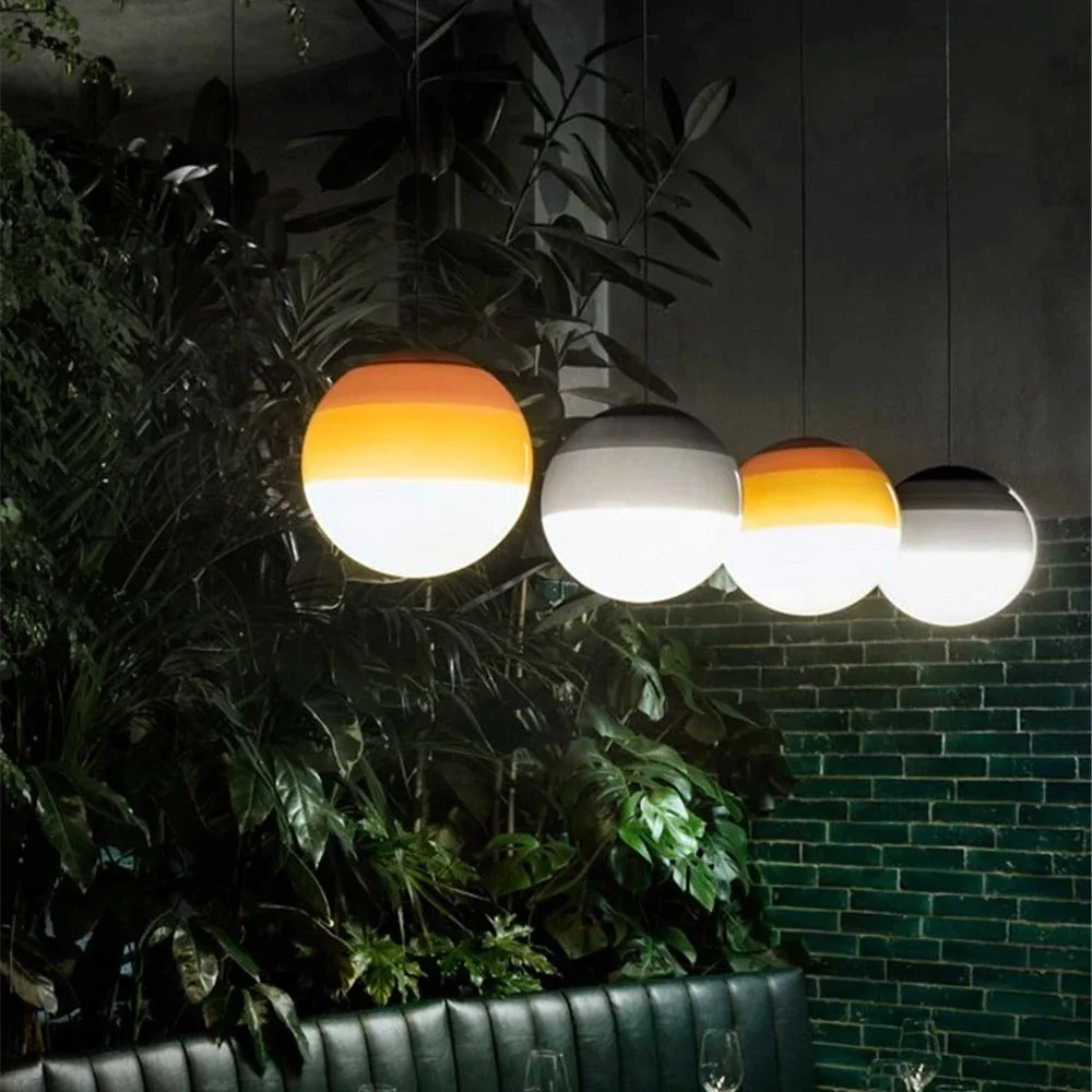 Imagem -02 - Nordic Gradient Glass Pendant Light Led Circular Chandelier Simplificado Hotel Decoração Lâmpadas Macaron Restaurante Luzes