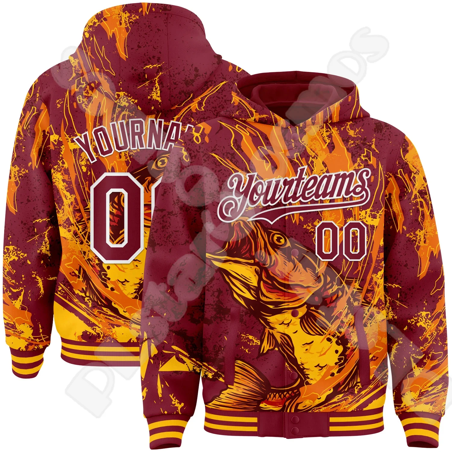 Custom Name Logo Multicolor Graffiti Tattoo Retro Vintage 3D Harajuku Streetwear Winter Casual Baseball Bomber Hoodies Jacket 22