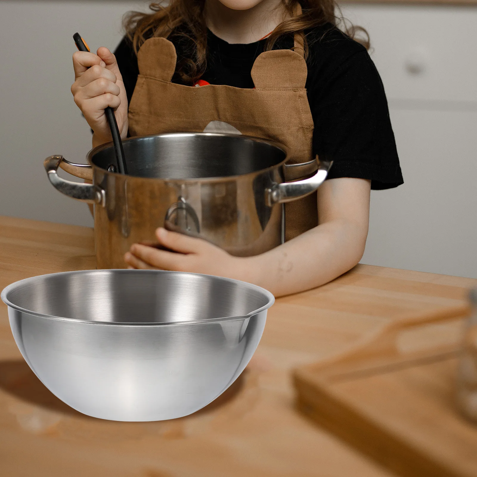 

3pcs Stainless Steel Salad Bowl Mixing Basin Large Kitchen Prep Bowls for Food Dough Baking Washing Up Ramen Soup
