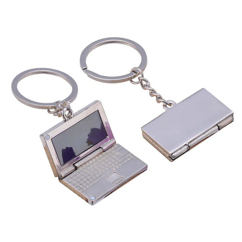 Creative Metal Simulation Notebook Computer Key Chain Car Bag Hanging Accessories Keychain Otaku Electronic Equipment Keyring