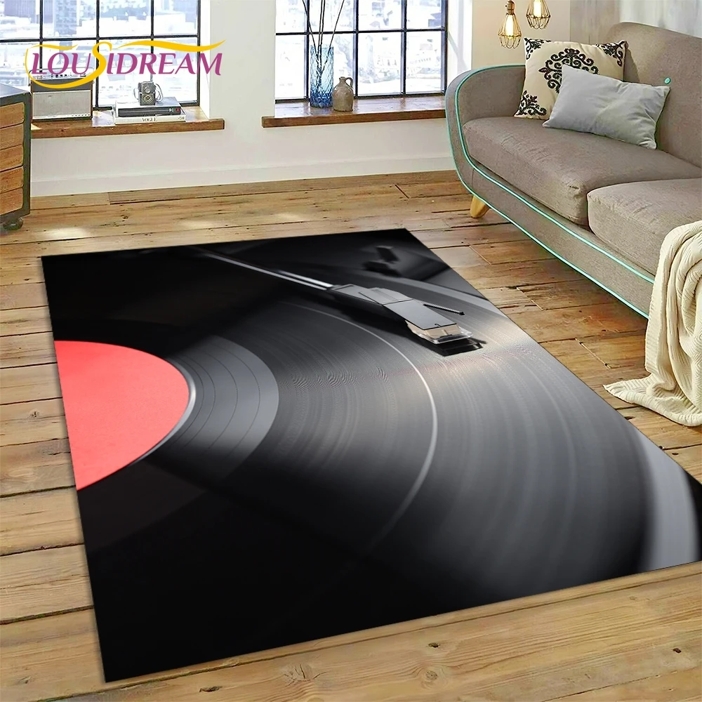 Vinyl Record Music DJ Screen tape Rug Carpet for Living Room Bedroom Home Decor,Floor Mat Non-slip Decoration for Sofa  Doormat