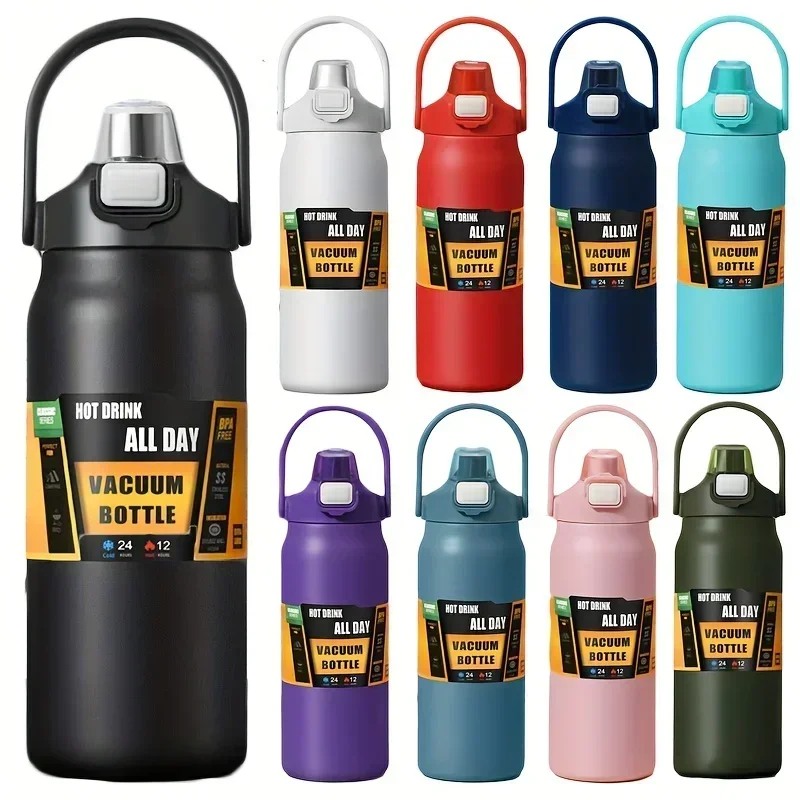 

2025 Thermos Vacuum Stainless Cup Thermal Cold Hot Insulated Stainless Steel Water Bottle with Straw Free Shipping Water Bottles