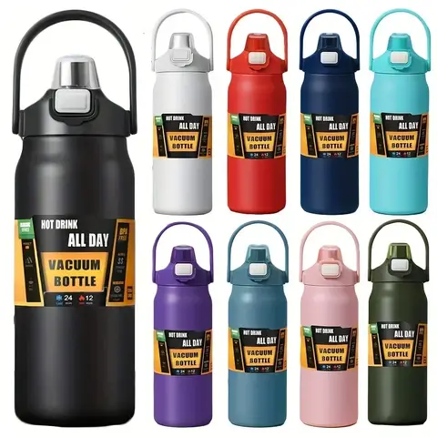 Thermos Vacuum Stainless Cup Thermal Cold Hot Insulated Stainless Steel Water Bottle with Straw Water Bottles