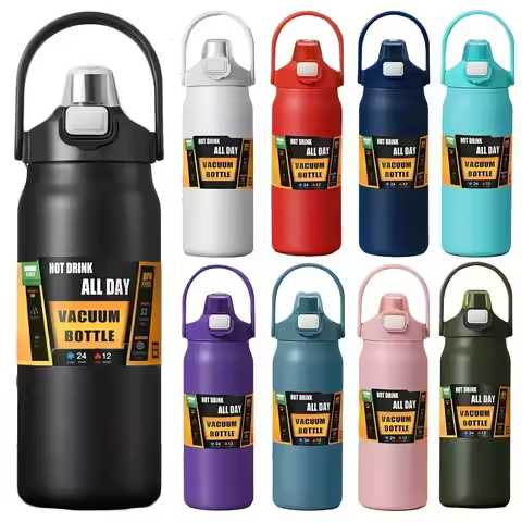 Thermos Vacuum Stainless Cup Thermal Cold Hot Insulated Stainless Steel Water Bottle with Straw... product image