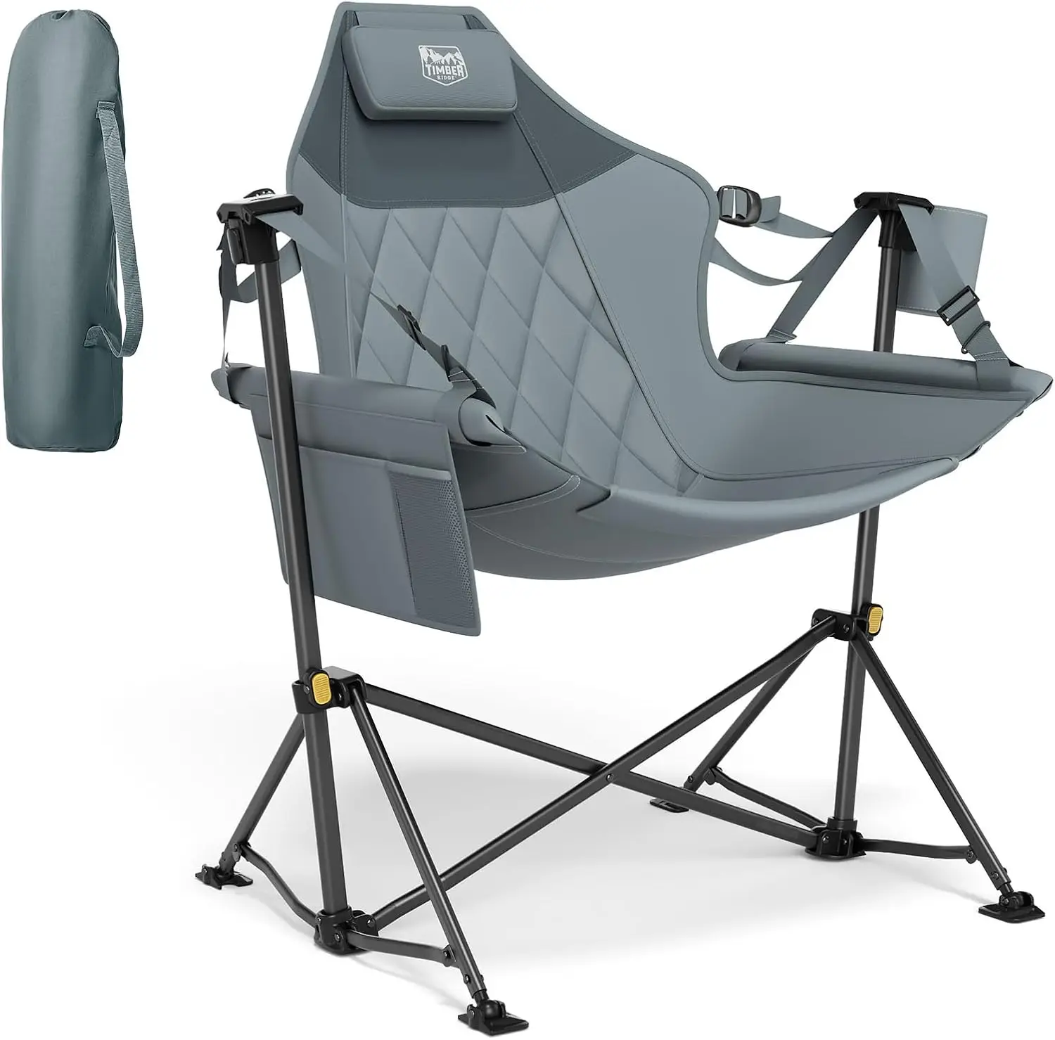 

Регулируемое кресло-гамак с откидной спинкой, сверхпрочное, складное, выдерживает до 136 кг, портативное для кемпинга, путешествий, патио, серое