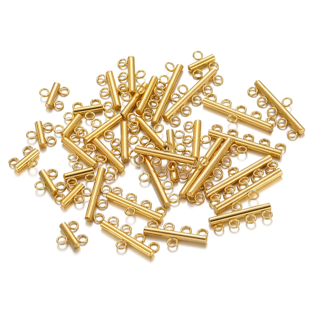 10pcs Stainless Steel Layer Necklace Bracelet Clasp Bails 5 Loops Drop Earrings Chains Connectors DIY Jewelry Making Findings