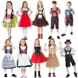 Children's Boys Girl Oktoberfest Costumes Bavarian Dirndl Dress Kids Lederhosen Cosplay Carnival Party Halloween Fancy Dress