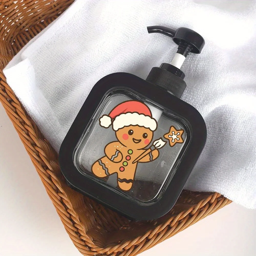 Gingerbread Christmas Soap Dispenser: Pump, wall-mounted – bathroom/kitchen, hand soap/lotion set.