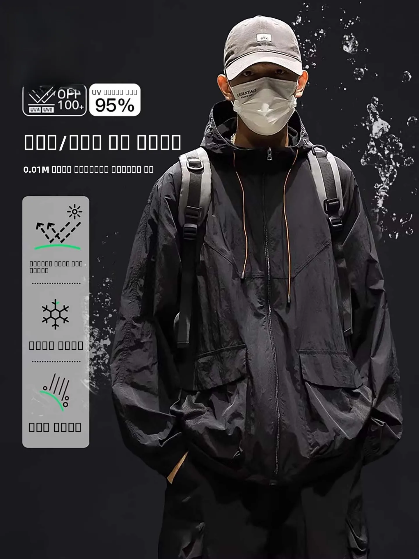 سحاب TUCANO للرجال صيفي خفيف الوزن وجيد التهوية من الحرير الجليدي للحماية من الشمس Jaet UPF00 للحماية من الأشعة فوق البنفسجية...