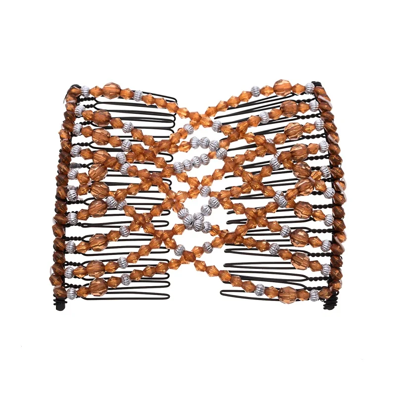 1 قطعة النساء DIY بها بنفسك الشعر مطرز مرونة مشبك شعر دبوس الشعر ماجيك مزدوجة أمشاط حتى دو تصفيفة الشعر كعكة صانع تصفيف أداة ذيل حصان Hairdo