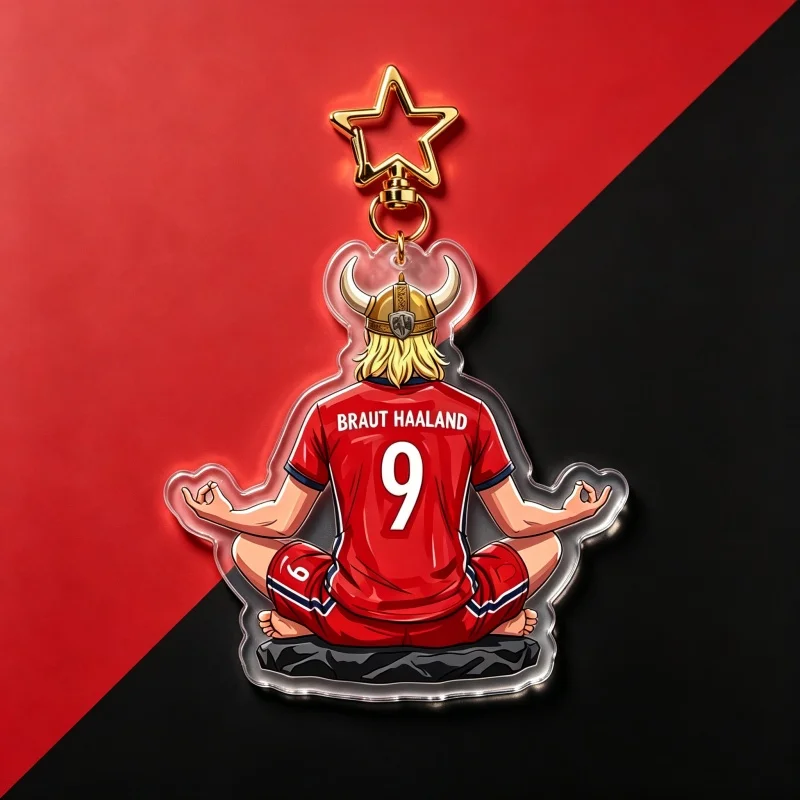 Haaland Meditation Acrylic Keychain Football 9 Jersey Pendant Bag Charm Soccer Fan Collectible Merch Gift For Supporters