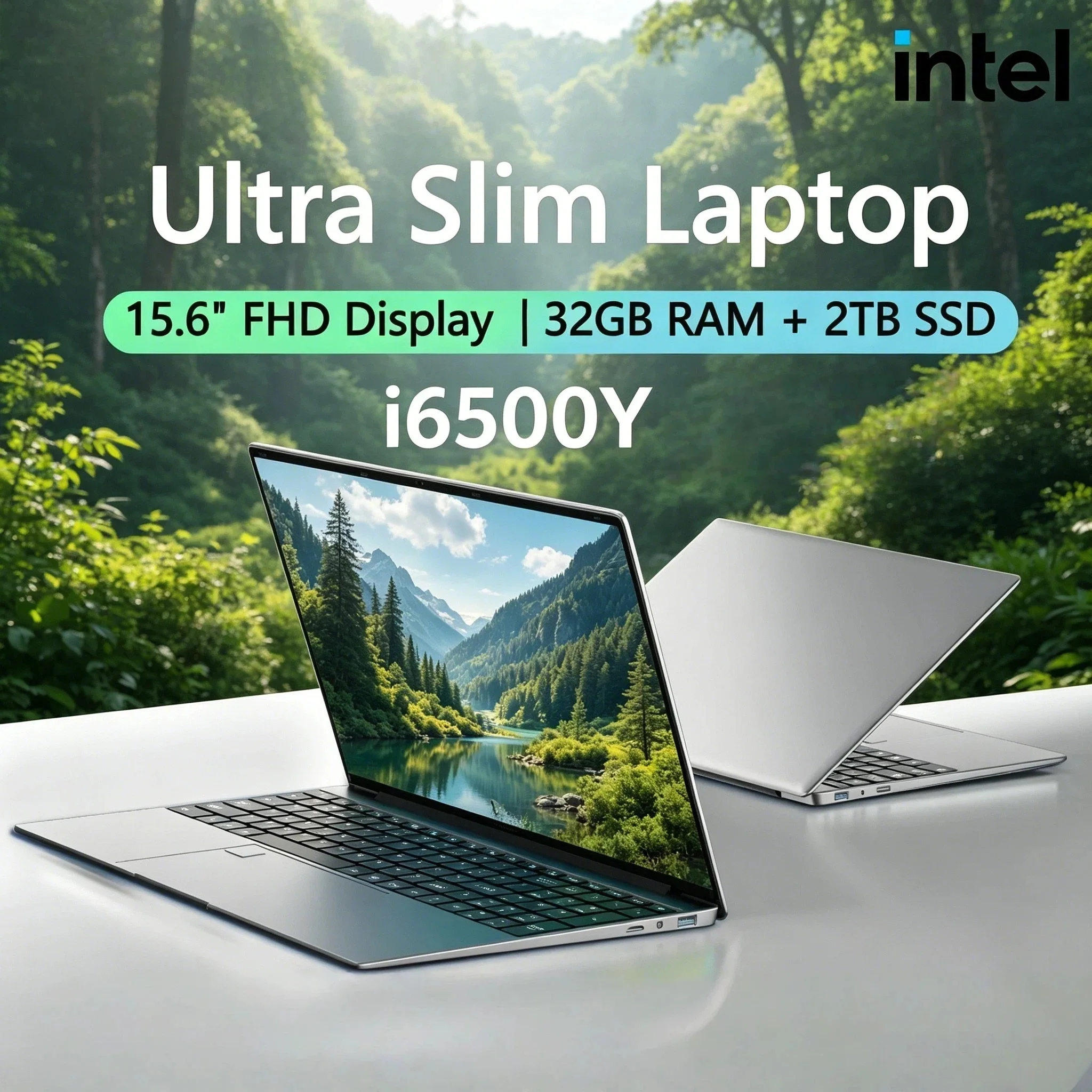 

15.6 Inch Laptop Large Screen 32GB RAM 2TB SSD Intel 6500Y Office Windows 11 Notebook 5000mAh Gamer PC Backlit Fingerprint Ultra
