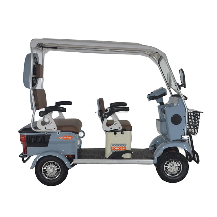 Cheap Price Innovative Design 800W Vacuum Tire Foam Seat Cushion Adult Four Wheel Electric Tricycle with Roof Grey