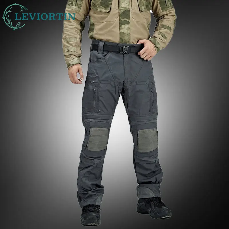 Men's  Durable Ripstop Tactical Cargo Pants  Military Combat Work Pants With Multiple Pockets Hiking Camping Military Trousers